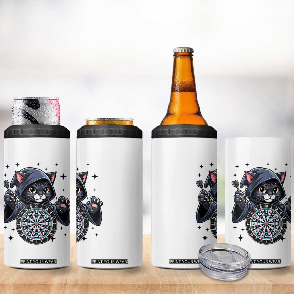 Funny Grim Reaper Cat Dart Player 4 in 1 Can Cooler Tumbler Gothic Dartist Gift TS12 Print Your Wear