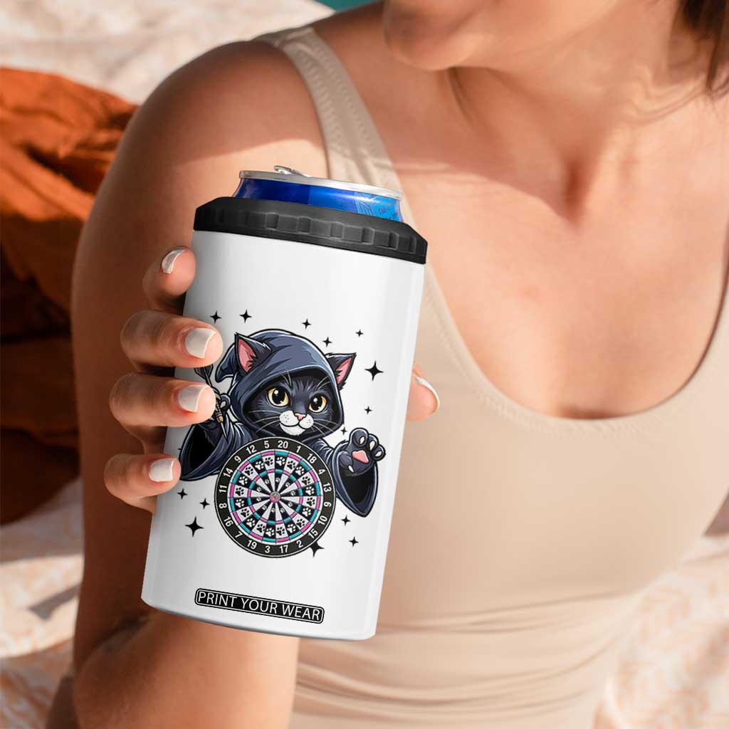 Funny Grim Reaper Cat Dart Player 4 in 1 Can Cooler Tumbler Gothic Dartist Gift TS12 Print Your Wear