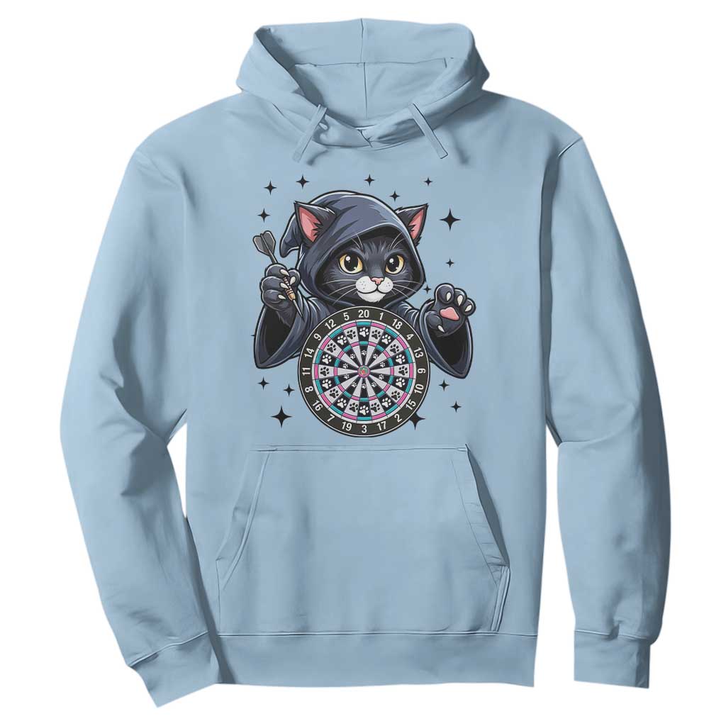 Funny Grim Reaper Cat Dart Player Hoodie Gothic Dartist Gift TS12 Light Blue Print Your Wear