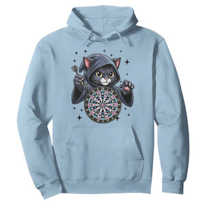 Funny Grim Reaper Cat Dart Player Hoodie Gothic Dartist Gift TS12 Light Blue Print Your Wear