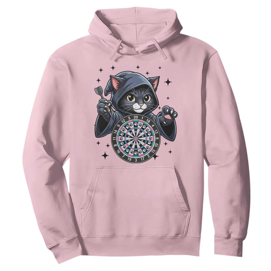 Funny Grim Reaper Cat Dart Player Hoodie Gothic Dartist Gift TS12 Light Pink Print Your Wear
