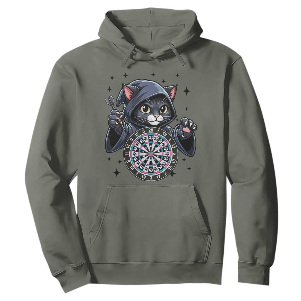 Funny Grim Reaper Cat Dart Player Hoodie Gothic Dartist Gift TS12 Military Green Print Your Wear