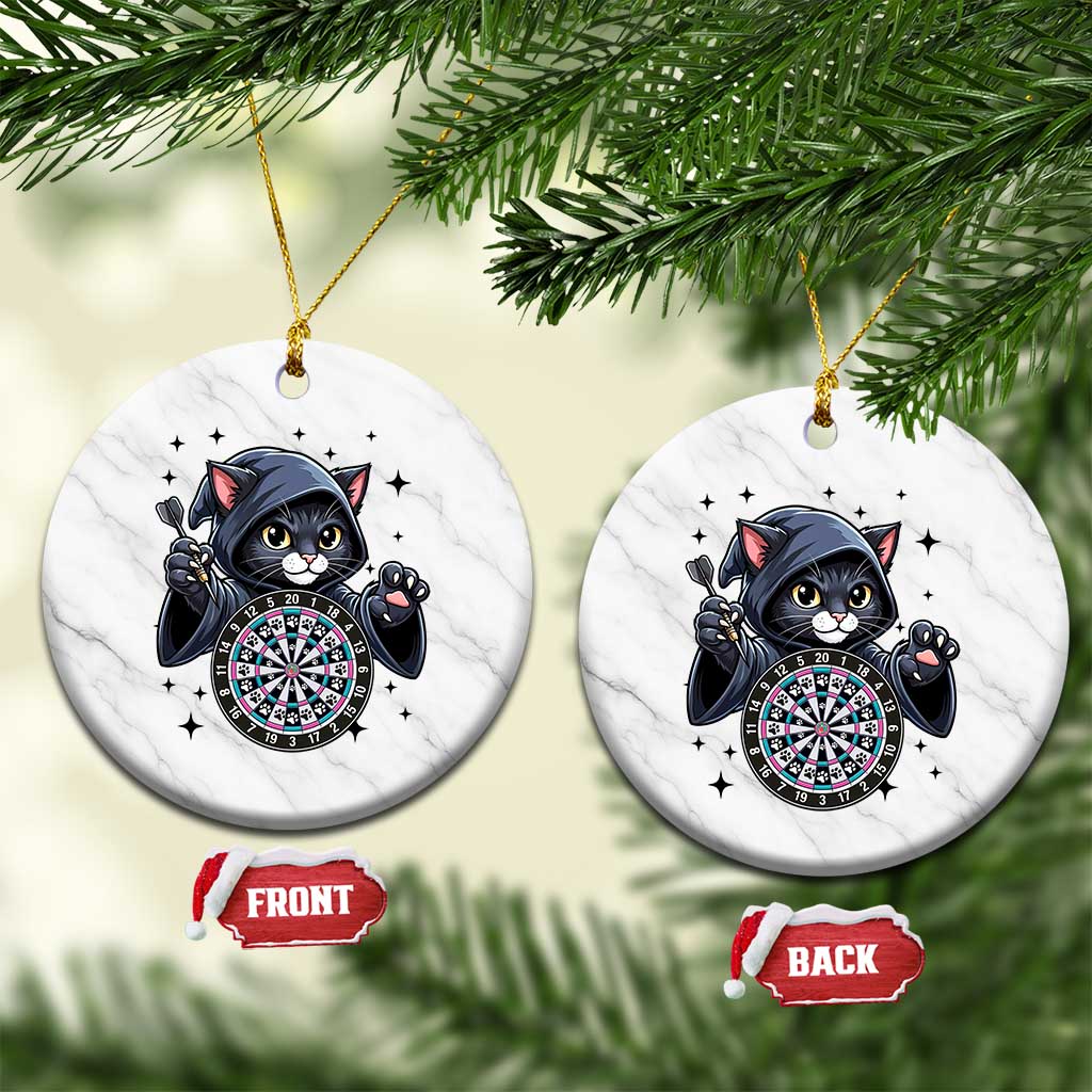 Funny Grim Reaper Cat Dart Player Ceramic Ornament Gothic Dartist Gift TS12 1pc White Marble Print Your Wear