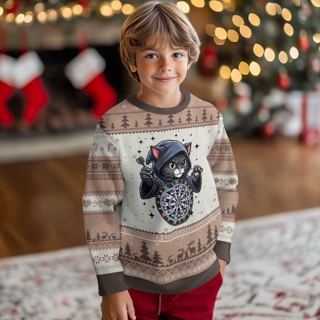 Funny Grim Reaper Cat Dart Player Ugly Christmas Sweater Gothic Dartist Gift TS12 Mocha Mousse Print Your Wear