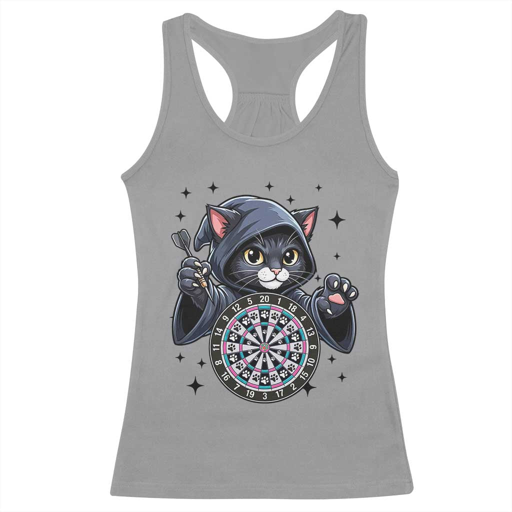 Funny Grim Reaper Cat Dart Player Racerback Tank Top Gothic Dartist Gift TS12 Sport Gray Print Your Wear