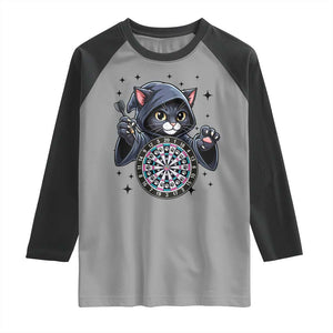 Funny Grim Reaper Cat Dart Player Raglan Shirt Gothic Dartist Gift TS12 Sport Gray Black Print Your Wear