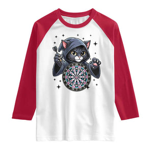 Funny Grim Reaper Cat Dart Player Raglan Shirt Gothic Dartist Gift TS12 White Red Print Your Wear