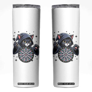 Funny Grim Reaper Cat Dart Player Skinny Tumbler Gothic Dartist Gift TS12 White Print Your Wear