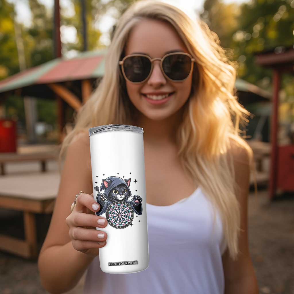 Funny Grim Reaper Cat Dart Player Skinny Tumbler Gothic Dartist Gift TS12 Print Your Wear