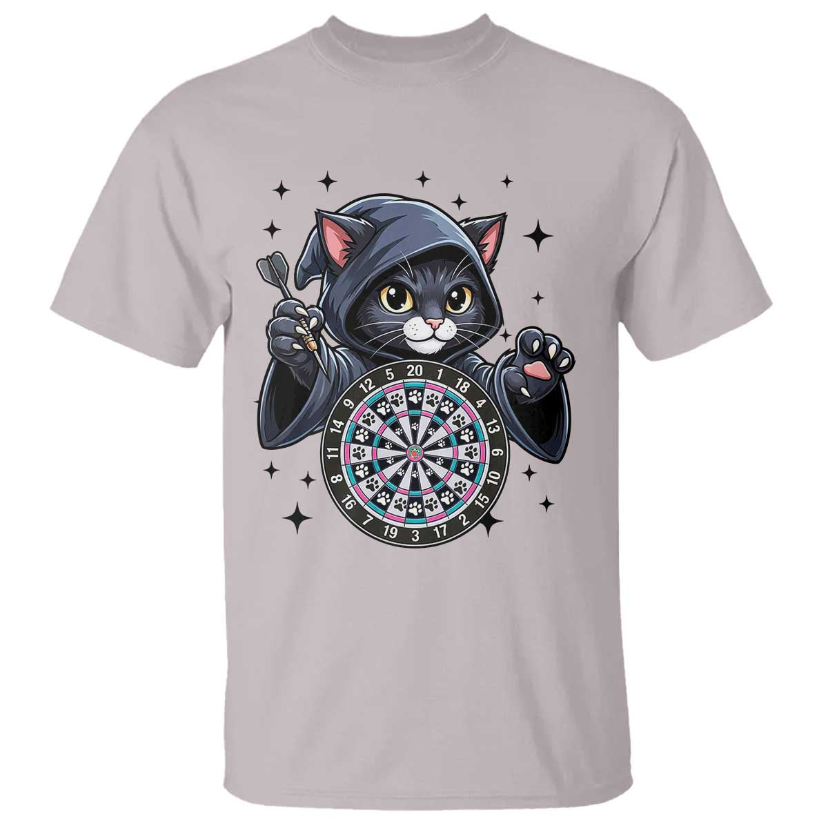 Funny Grim Reaper Cat Dart Player T Shirt Gothic Dartist Gift TS12 Ice Gray Print Your Wear