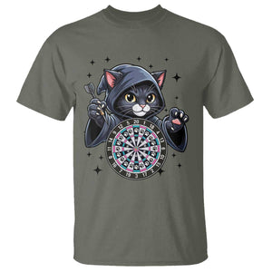 Funny Grim Reaper Cat Dart Player T Shirt Gothic Dartist Gift TS12 Military Green Print Your Wear