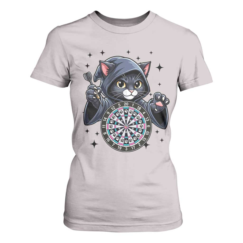 Funny Grim Reaper Cat Dart Player T Shirt For Women Gothic Dartist Gift TS12 Ice Gray Print Your Wear