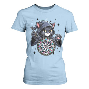 Funny Grim Reaper Cat Dart Player T Shirt For Women Gothic Dartist Gift TS12 Light Blue Print Your Wear