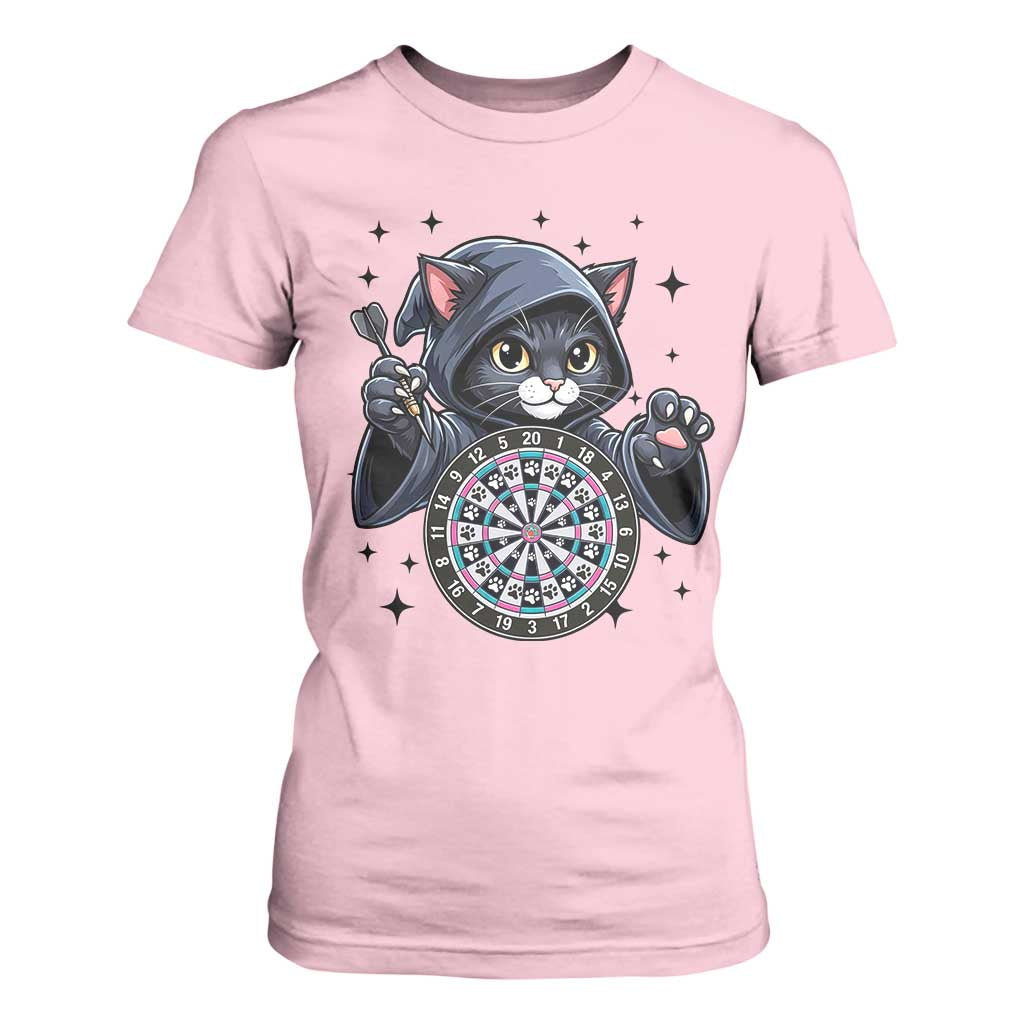 Funny Grim Reaper Cat Dart Player T Shirt For Women Gothic Dartist Gift TS12 Light Pink Print Your Wear