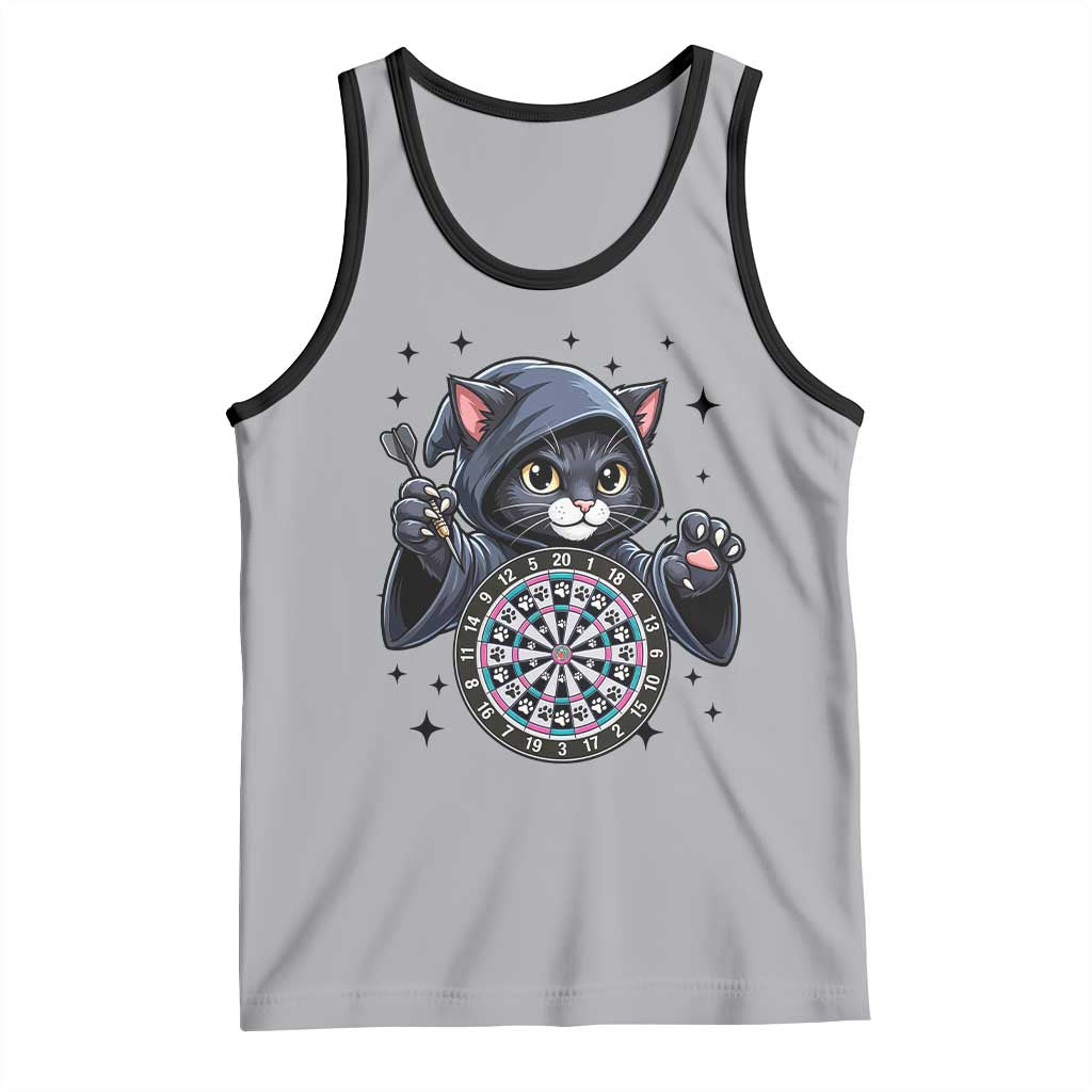Funny Grim Reaper Cat Dart Player Tank Top Gothic Dartist Gift TS12 Athletic Heather Black Print Your Wear