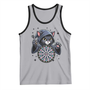 Funny Grim Reaper Cat Dart Player Tank Top Gothic Dartist Gift TS12 Athletic Heather Black Print Your Wear