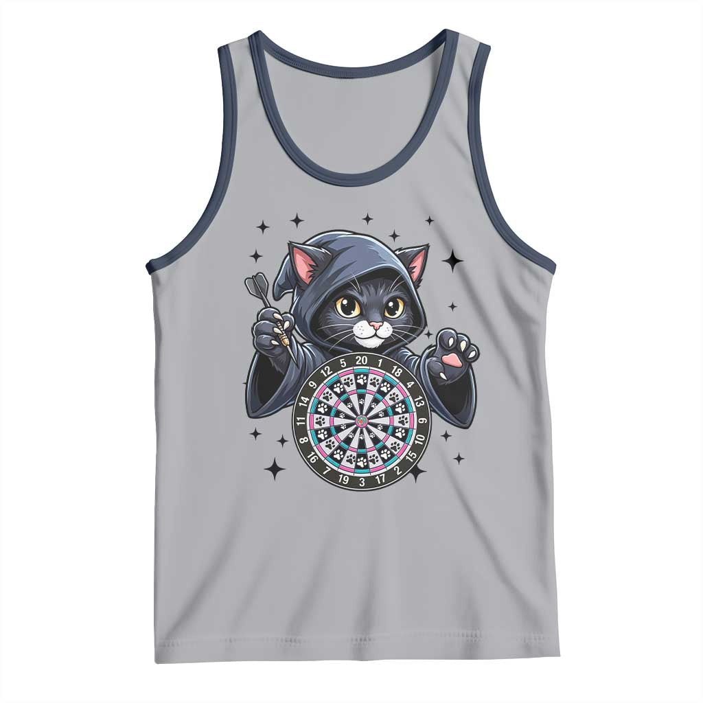 Funny Grim Reaper Cat Dart Player Tank Top Gothic Dartist Gift TS12 Athletic Heather Navy Print Your Wear