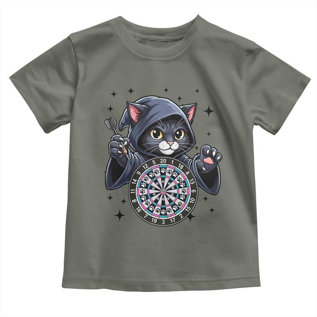Funny Grim Reaper Cat Dart Player Toddler T Shirt Gothic Dartist Gift TS12 Military Green Print Your Wear
