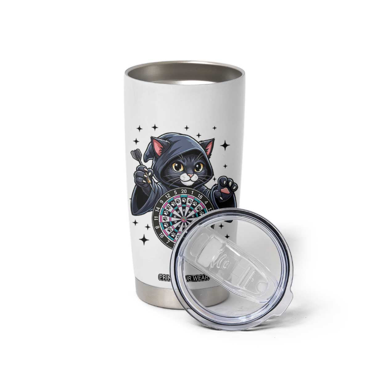 Funny Grim Reaper Cat Dart Player Tumbler Cup Gothic Dartist Gift TS12 Print Your Wear