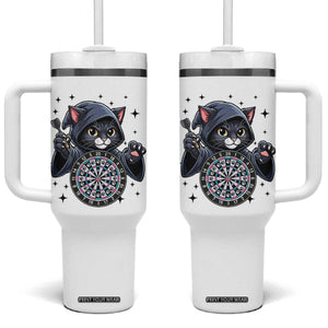 Funny Grim Reaper Cat Dart Player Tumbler With Handle Gothic Dartist Gift TS12 One Size: 40 oz White Print Your Wear