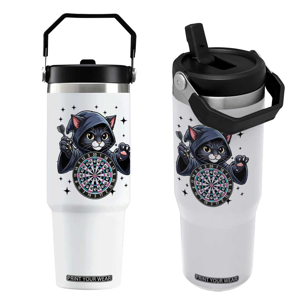 Funny Grim Reaper Cat Dart Player Flip Straw Tumbler Gothic Dartist Gift TS12 One Size: 30 oz White Print Your Wear