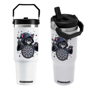 Funny Grim Reaper Cat Dart Player Flip Straw Tumbler Gothic Dartist Gift TS12 One Size: 30 oz White Print Your Wear