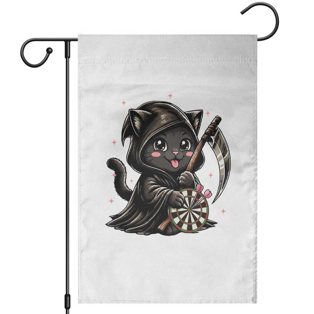 Dark Reaper Cat Throwing Darts Garden Flag Funny Pub Game Gift TS12 White Print Your Wear