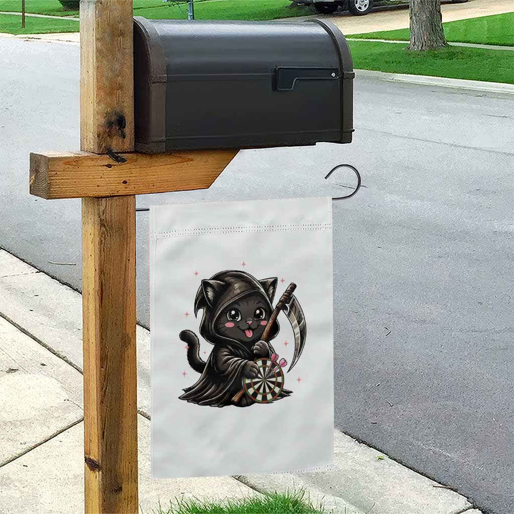 Dark Reaper Cat Throwing Darts Garden Flag Funny Pub Game Gift - Print Your Wear