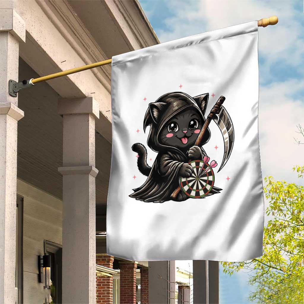Dark Reaper Cat Throwing Darts Garden Flag Funny Pub Game Gift - Print Your Wear