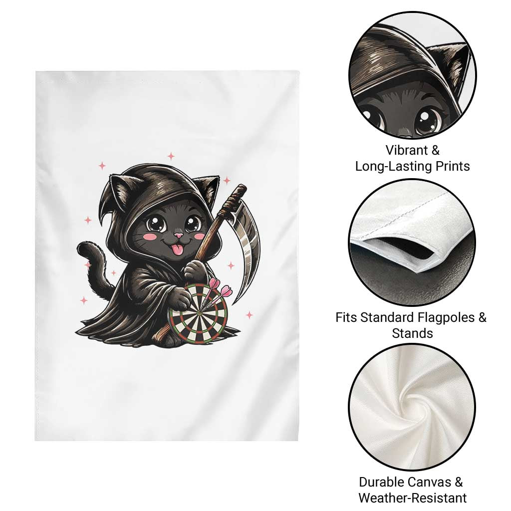 Dark Reaper Cat Throwing Darts Garden Flag Funny Pub Game Gift - Print Your Wear