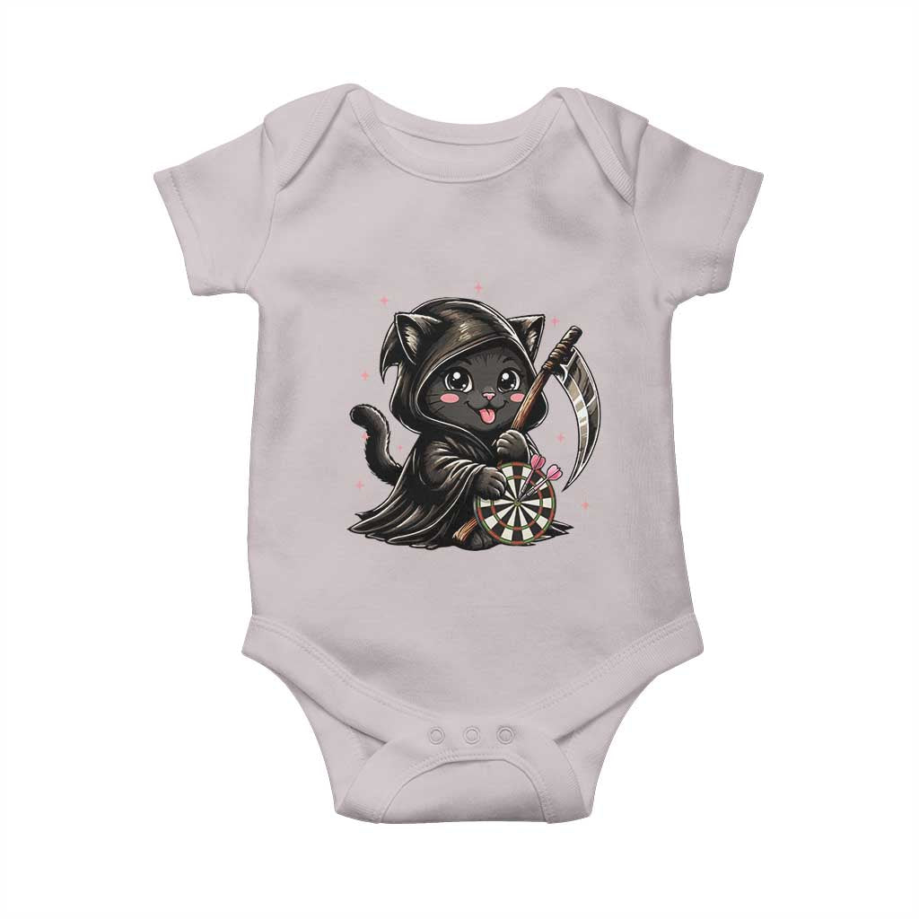 Dark Reaper Cat Throwing Darts Baby Onesie Funny Pub Game Gift - Print Your Wear