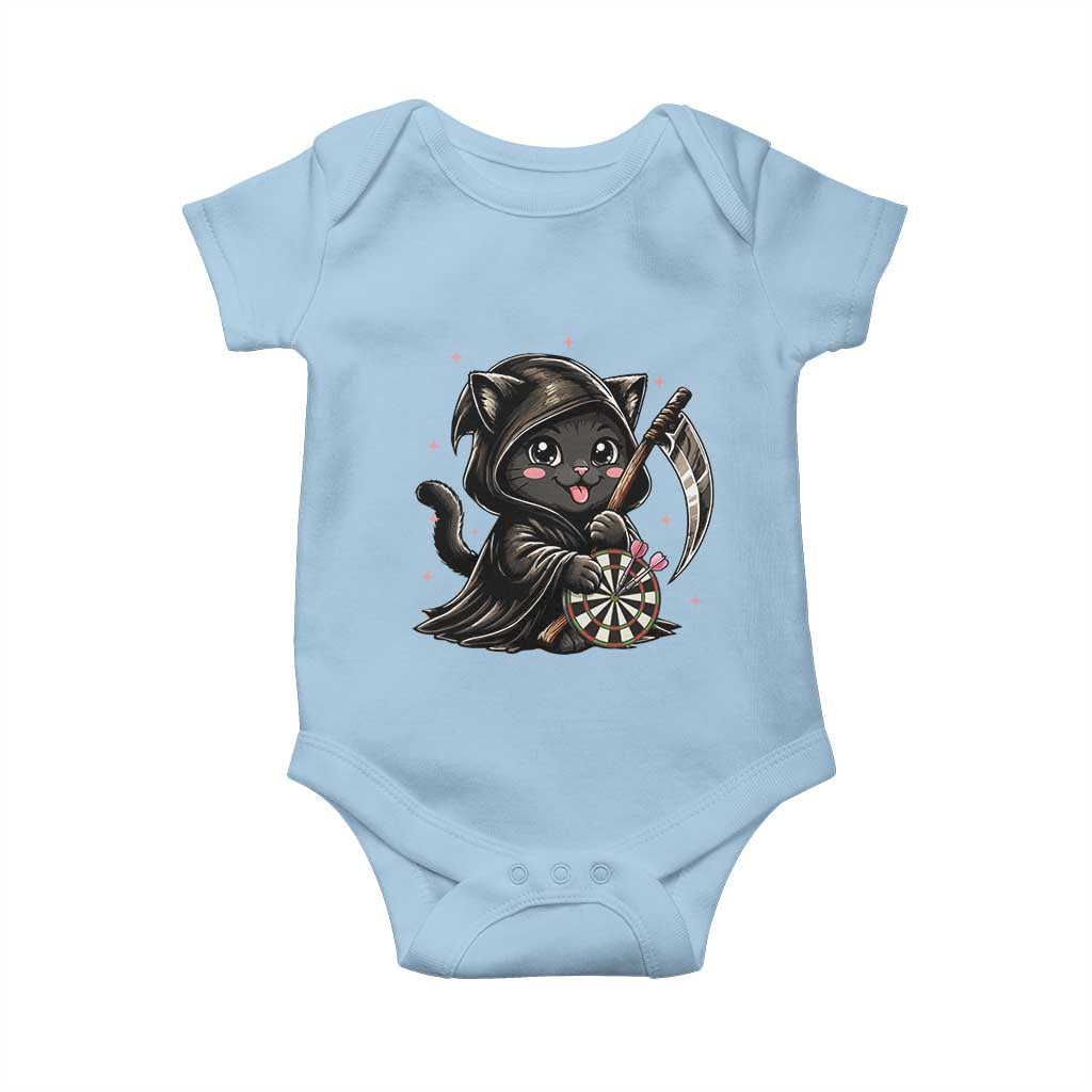 Dark Reaper Cat Throwing Darts Baby Onesie Funny Pub Game Gift TS12 Light Blue Print Your Wear