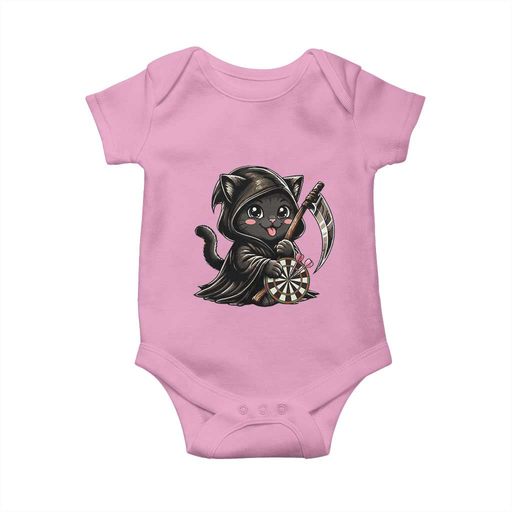 Dark Reaper Cat Throwing Darts Baby Onesie Funny Pub Game Gift TS12 Light Pink Print Your Wear