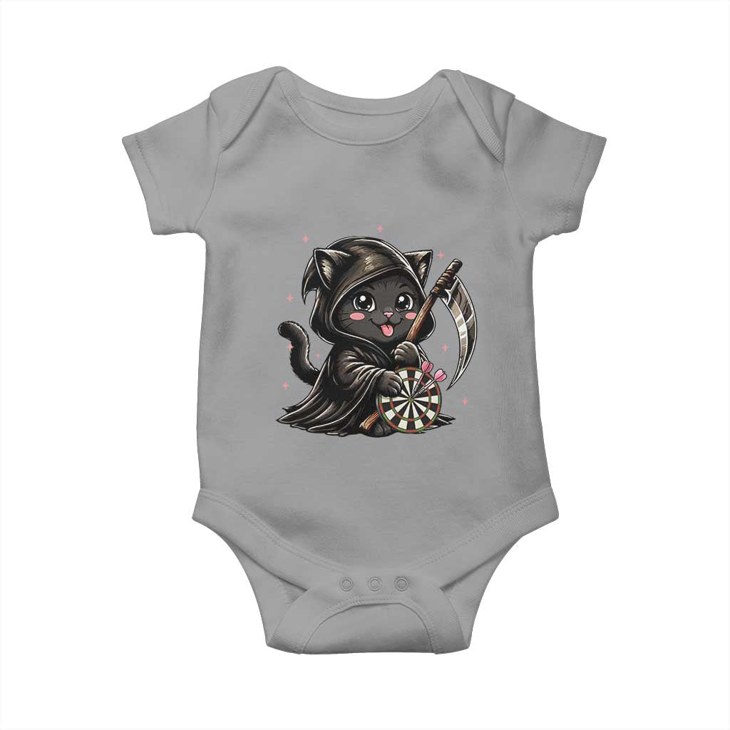 Dark Reaper Cat Throwing Darts Baby Onesie Funny Pub Game Gift - Print Your Wear