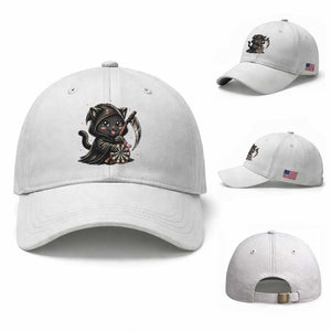 Dark Reaper Cat Throwing Darts Baseball Cap Funny Pub Game Gift TS12 Baseball Cap Universal Fit White Print Your Wear
