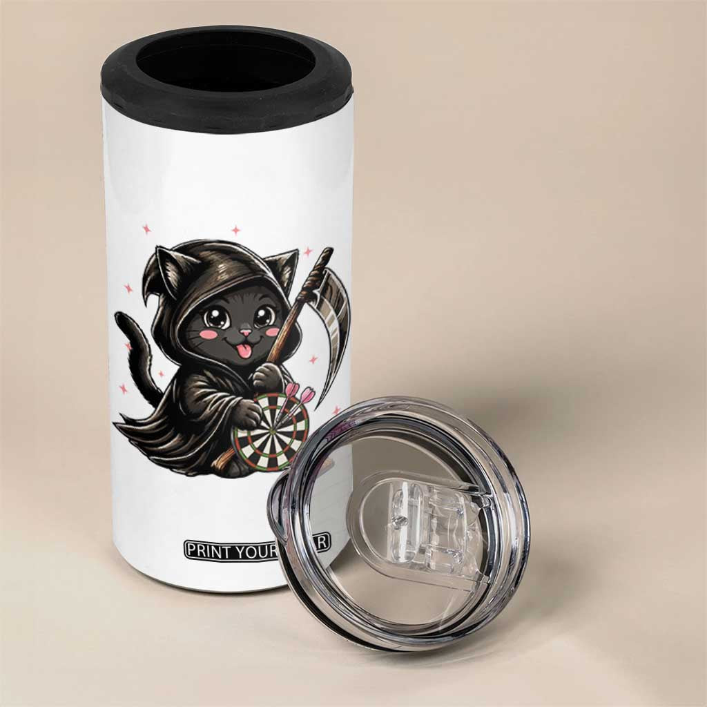 Dark Reaper Cat Throwing Darts 4 in 1 Can Cooler Tumbler Funny Pub Game Gift TS12 Print Your Wear