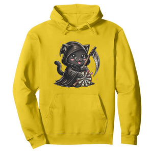 Dark Reaper Cat Throwing Darts Hoodie Funny Pub Game Gift - Print Your Wear