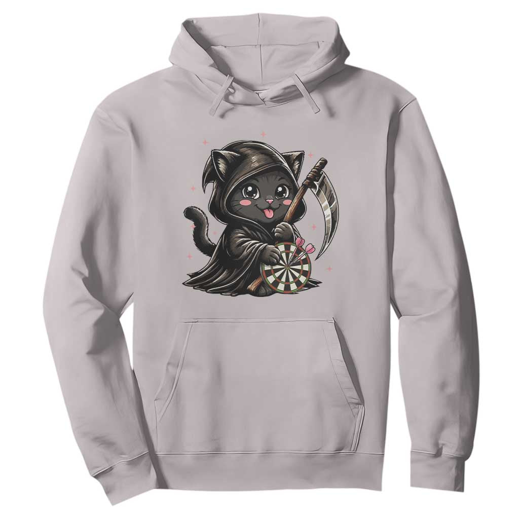 Dark Reaper Cat Throwing Darts Hoodie Funny Pub Game Gift TS12 Ice Gray Print Your Wear