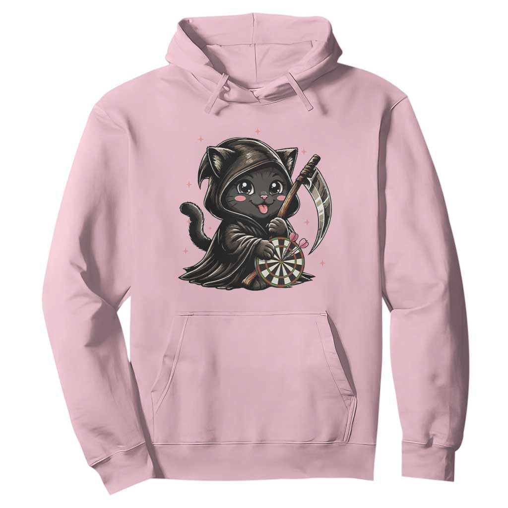 Dark Reaper Cat Throwing Darts Hoodie Funny Pub Game Gift - Print Your Wear