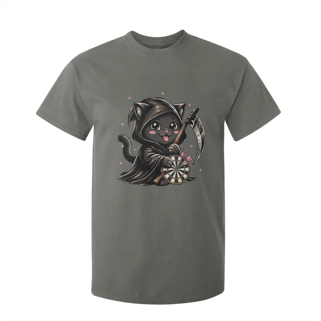Dark Reaper Cat Throwing Darts T Shirt For Kid Funny Pub Game Gift TS12 Military Green Print Your Wear