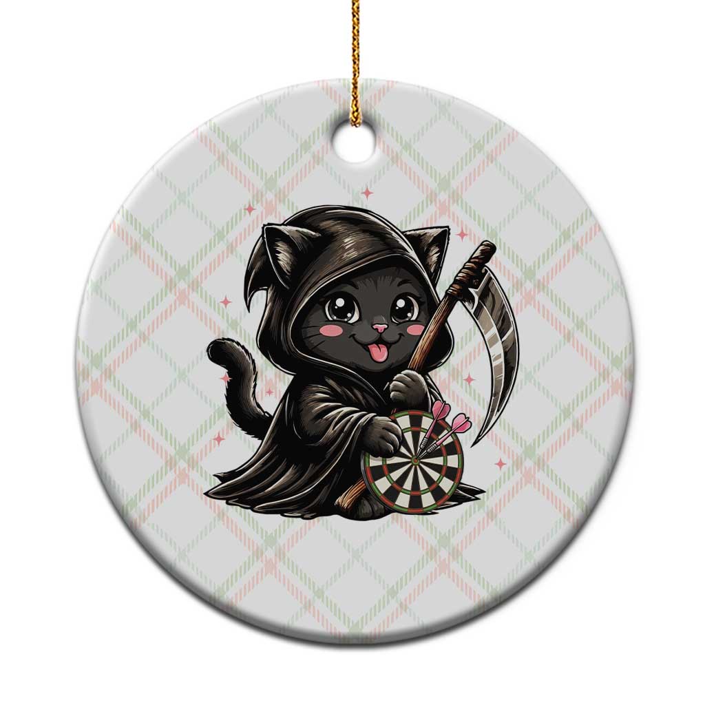 Dark Reaper Cat Throwing Darts Ceramic Ornament Funny Pub Game Gift - Print Your Wear