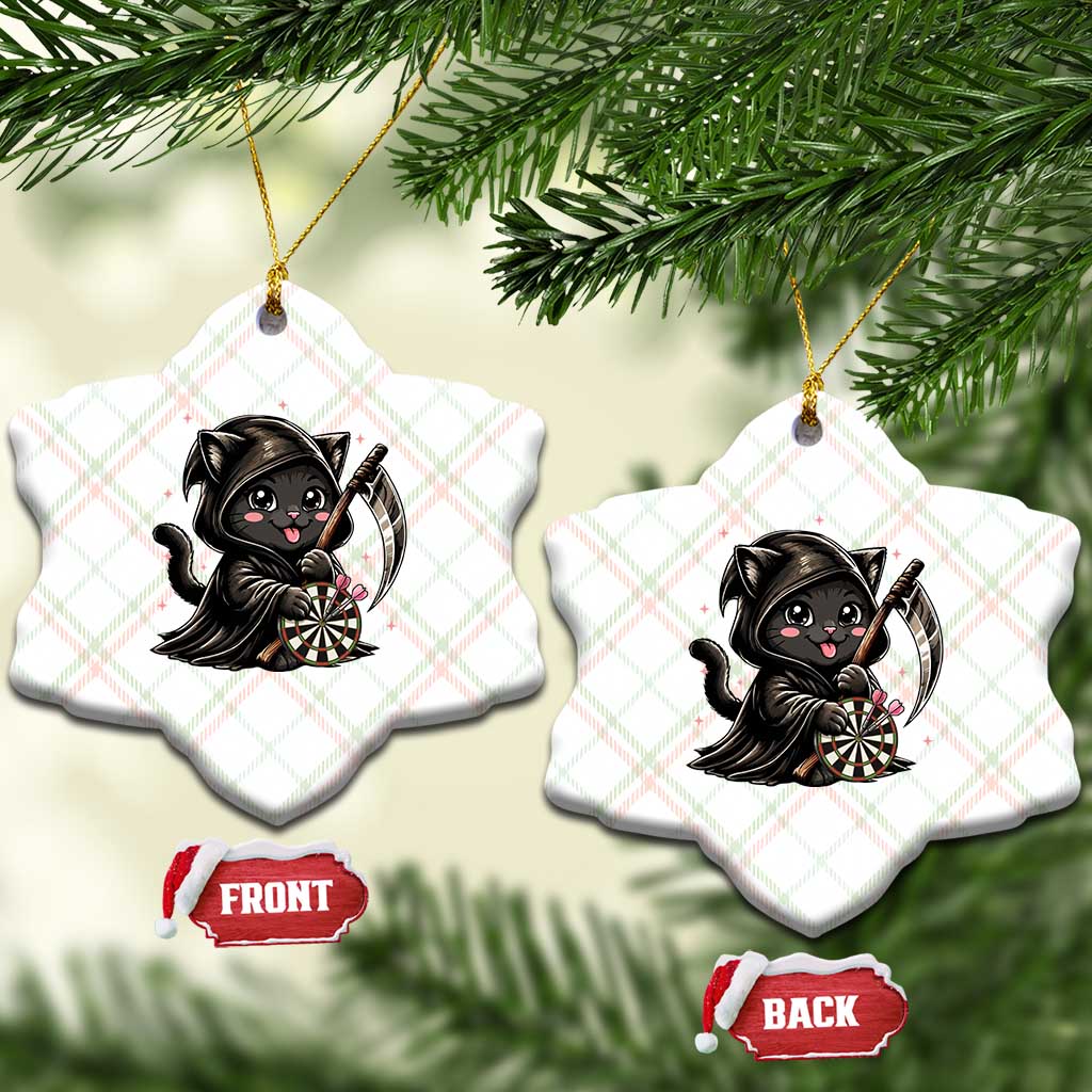 Dark Reaper Cat Throwing Darts Ceramic Ornament Funny Pub Game Gift - Print Your Wear