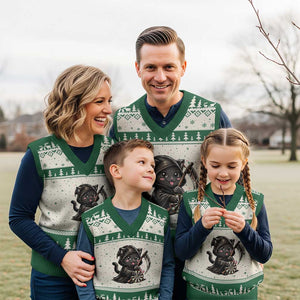 Dark Reaper Cat Throwing Darts V-Neck Knit Sweater Vest Funny Pub Game Gift - Print Your Wear