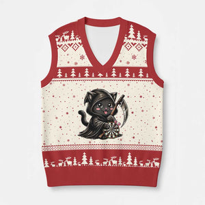 Dark Reaper Cat Throwing Darts V-Neck Knit Sweater Vest Funny Pub Game Gift TS12 Beige Red Print Your Wear