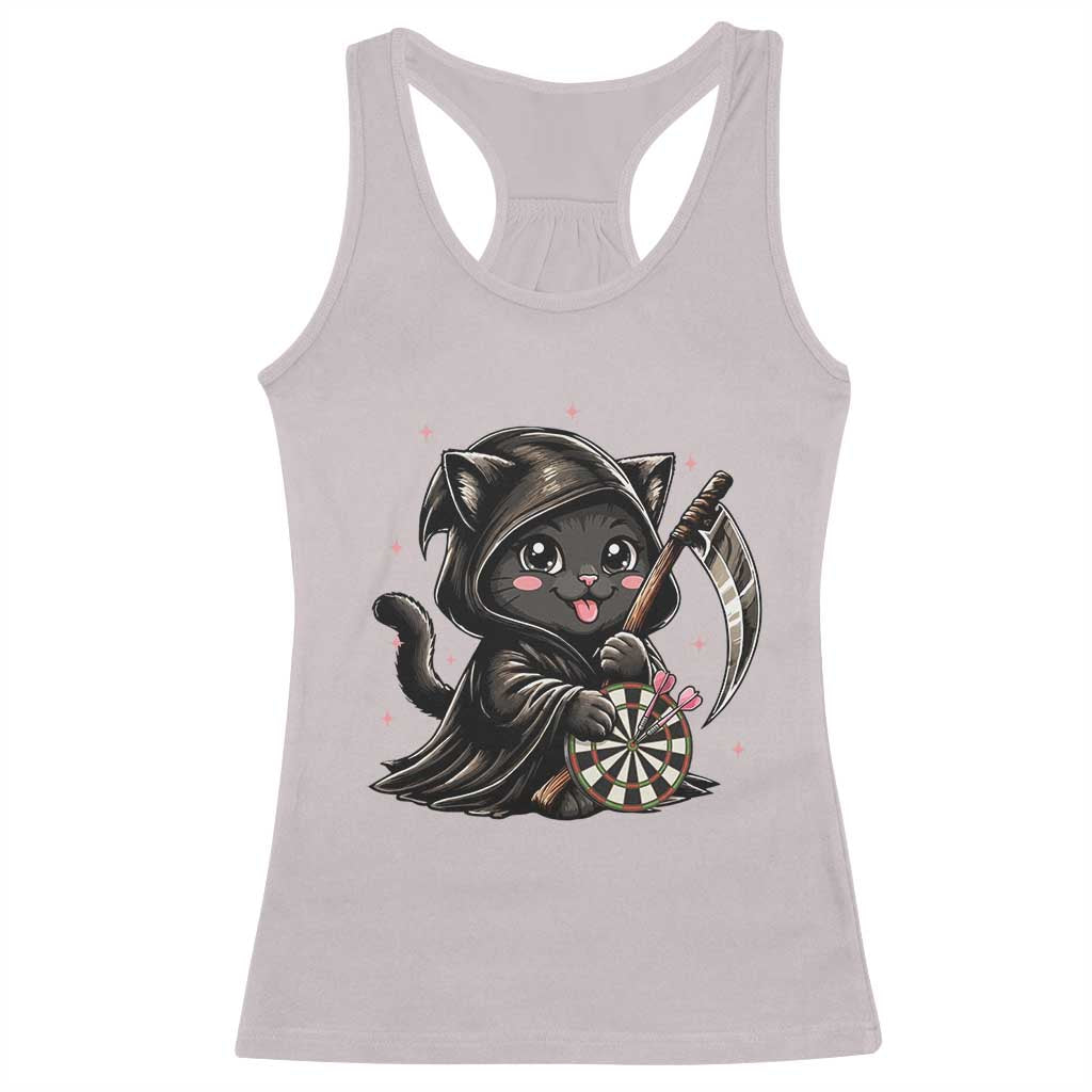 Dark Reaper Cat Throwing Darts Racerback Tank Top Funny Pub Game Gift - Print Your Wear