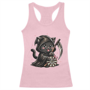 Dark Reaper Cat Throwing Darts Racerback Tank Top Funny Pub Game Gift - Print Your Wear