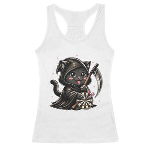Dark Reaper Cat Throwing Darts Racerback Tank Top Funny Pub Game Gift TS12 White Print Your Wear