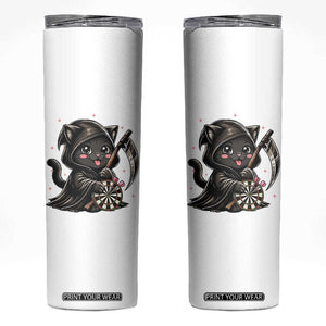 Dark Reaper Cat Throwing Darts Skinny Tumbler Funny Pub Game Gift TS12 White Print Your Wear