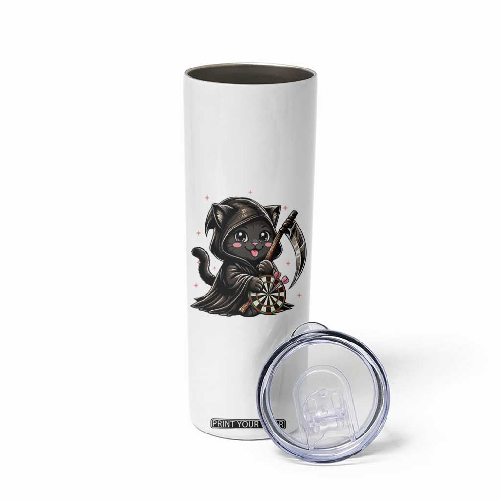 Dark Reaper Cat Throwing Darts Skinny Tumbler Funny Pub Game Gift TS12 Print Your Wear