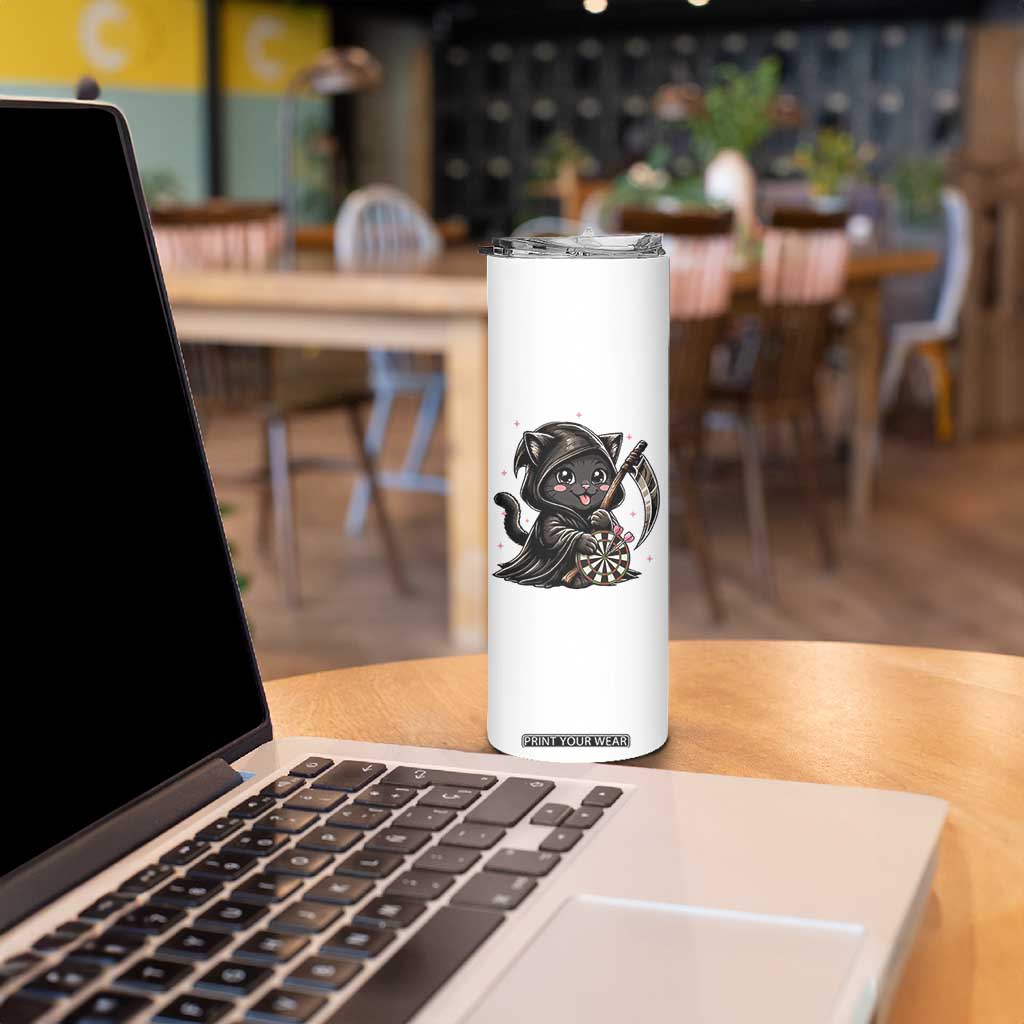 Dark Reaper Cat Throwing Darts Skinny Tumbler Funny Pub Game Gift TS12 Print Your Wear